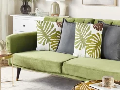 Set di 2 cuscini ZENOBIA Cotone 45 x 45 cm Verde scuro Trama di piante