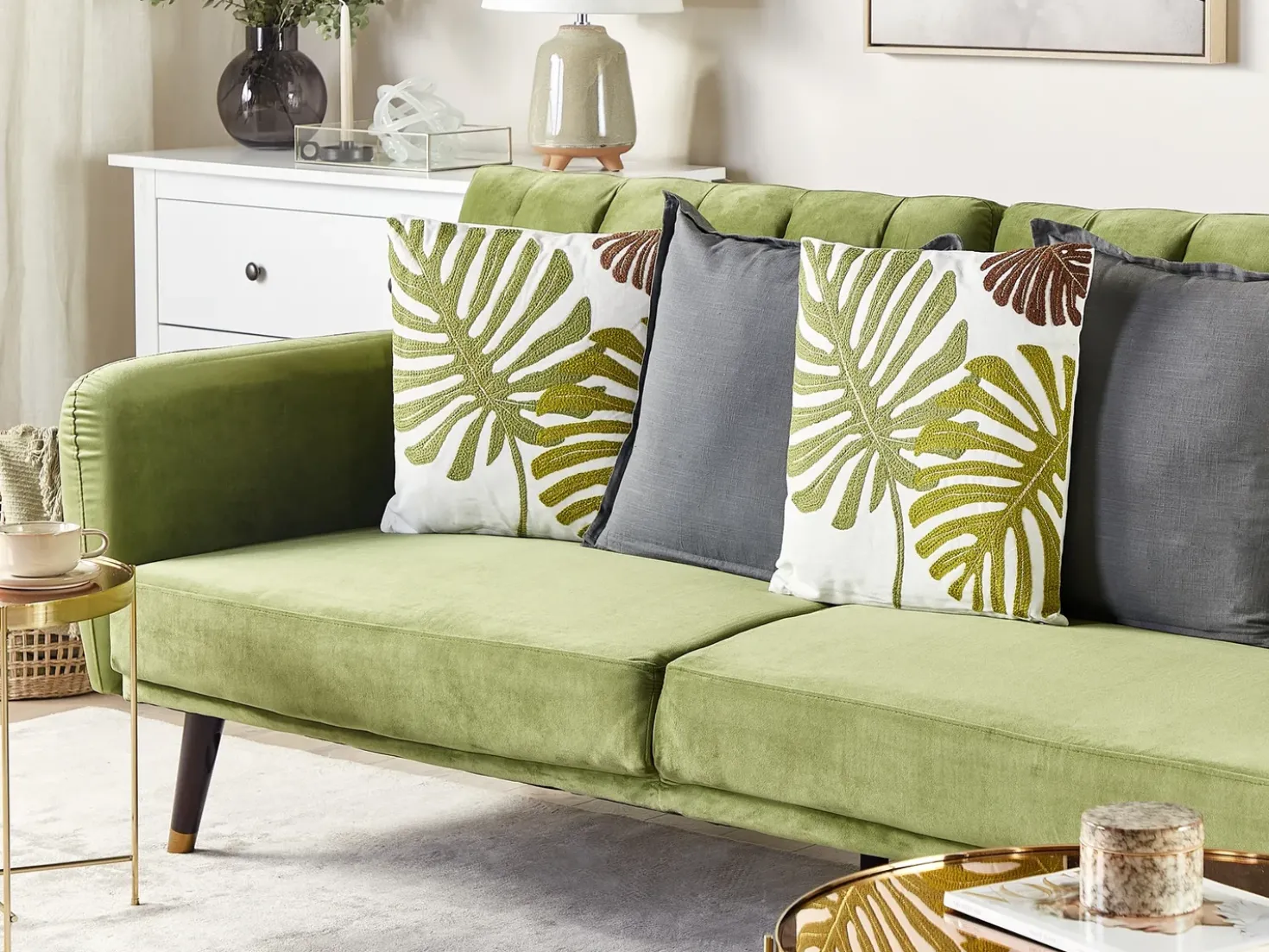 Set di 2 cuscini ZENOBIA Cotone 45 x 45 cm Verde scuro Trama di piante