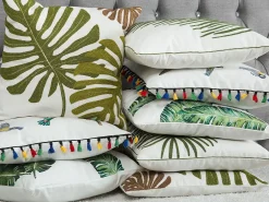 Set di 2 cuscini ZENOBIA Cotone 45 x 45 cm Verde scuro Trama di piante