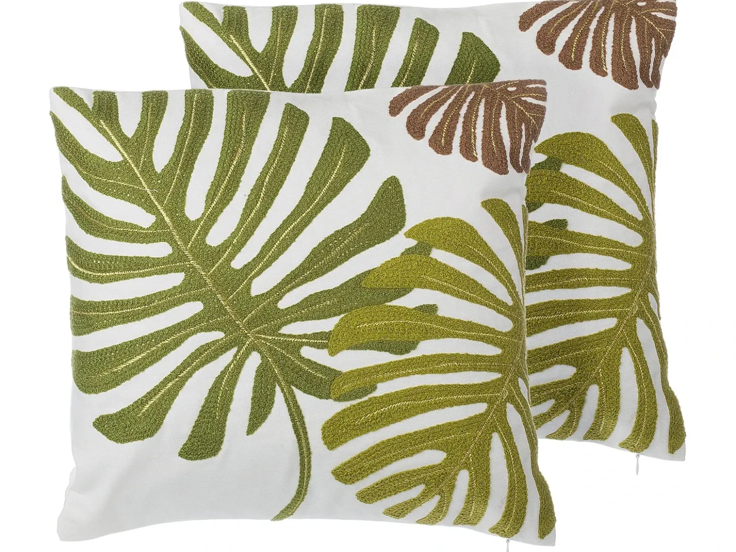Set di 2 cuscini ZENOBIA Cotone 45 x 45 cm Verde scuro Trama di piante