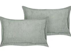 Set di 2 cuscini ZINNIA Velluto a coste 47 x 27 cm Verde chiaro Tinta unita