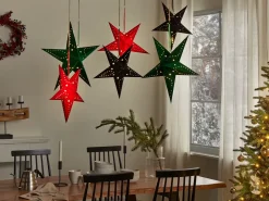 Set di 2 decorazioni da appendere LED MOTTI Stella 45 cm Nero
