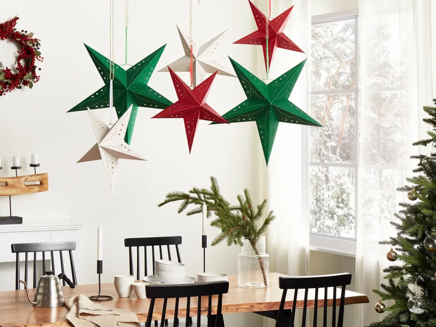 Set di 2 decorazioni da appendere LED MOTTI Stella 45 cm Bianco
