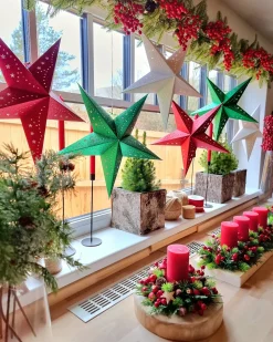 Set di 2 decorazioni da appendere LED MOTTI Stella 45 cm Bianco