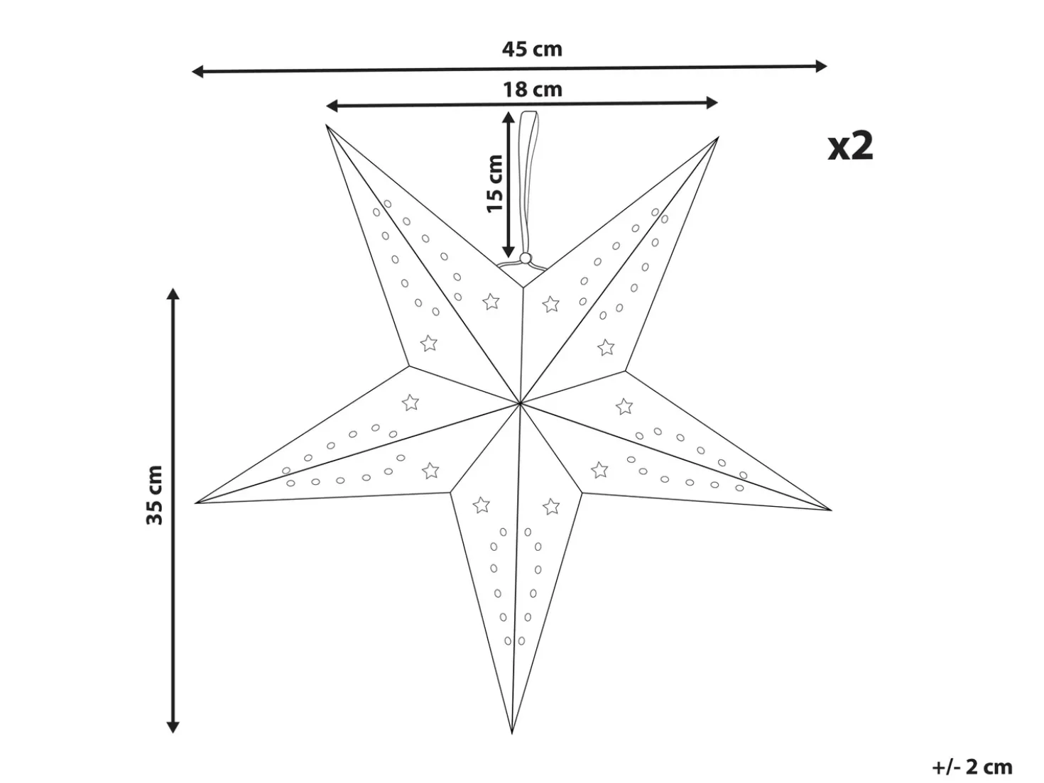 Set di 2 decorazioni da appendere LED MOTTI Stella 45 cm Verde smeraldo