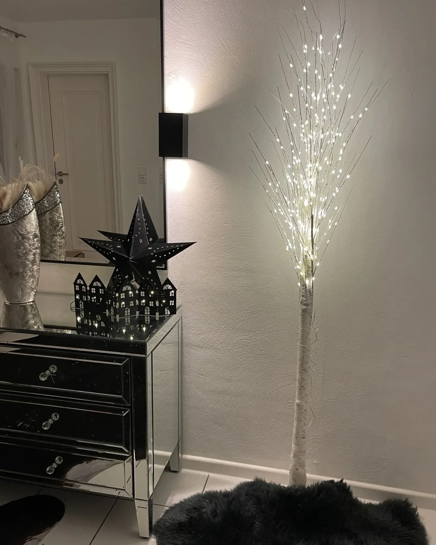 Set di 2 decorazioni da appendere LED MOTTI Stella 60 cm Nero