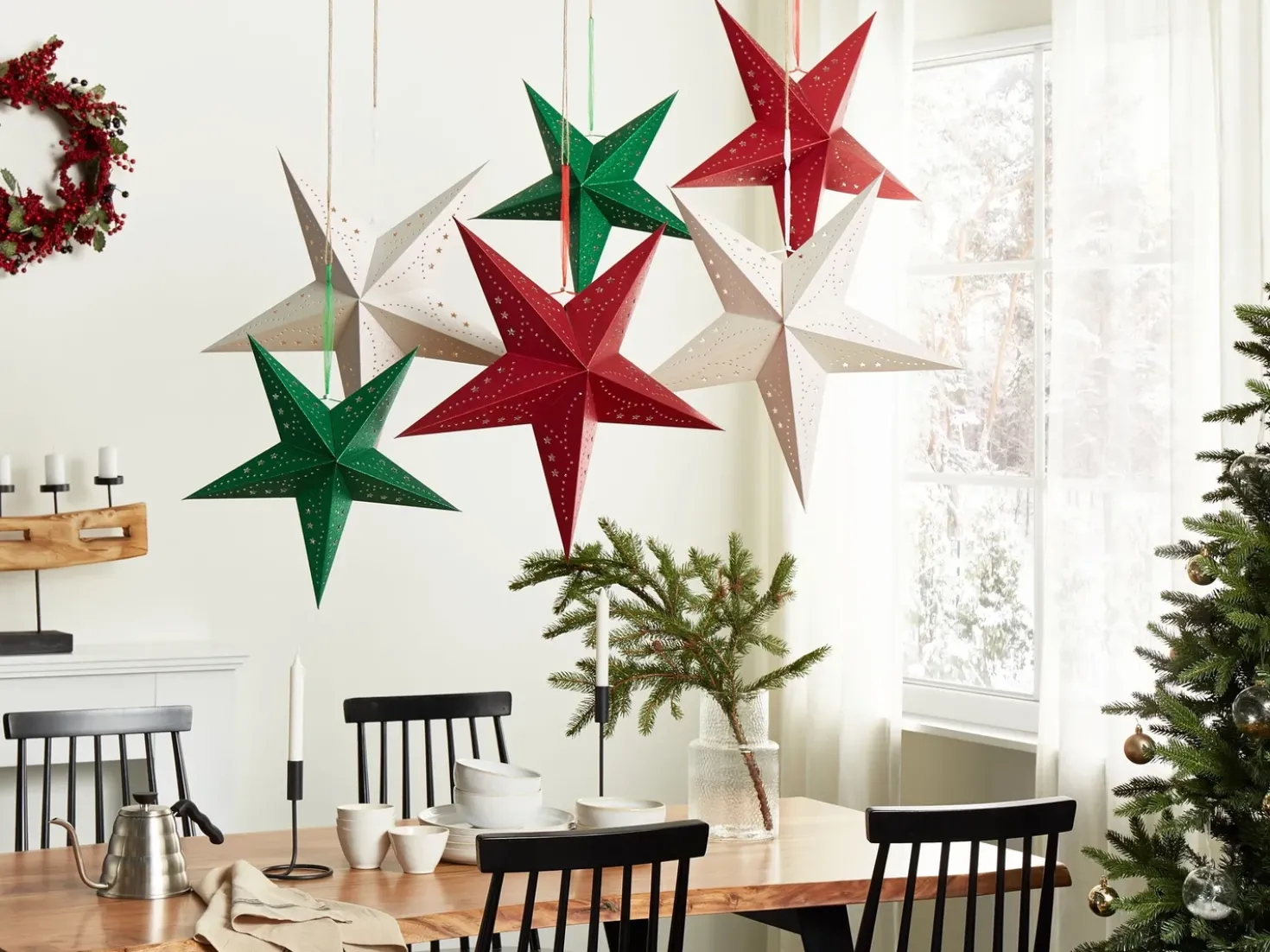 Set di 2 decorazioni da appendere LED MOTTI Stella 60 cm Bianco