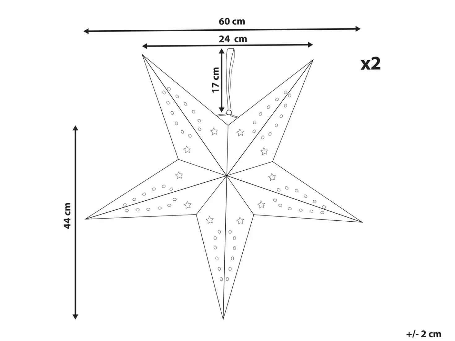 Set di 2 decorazioni da appendere LED MOTTI Stella 60 cm Bianco