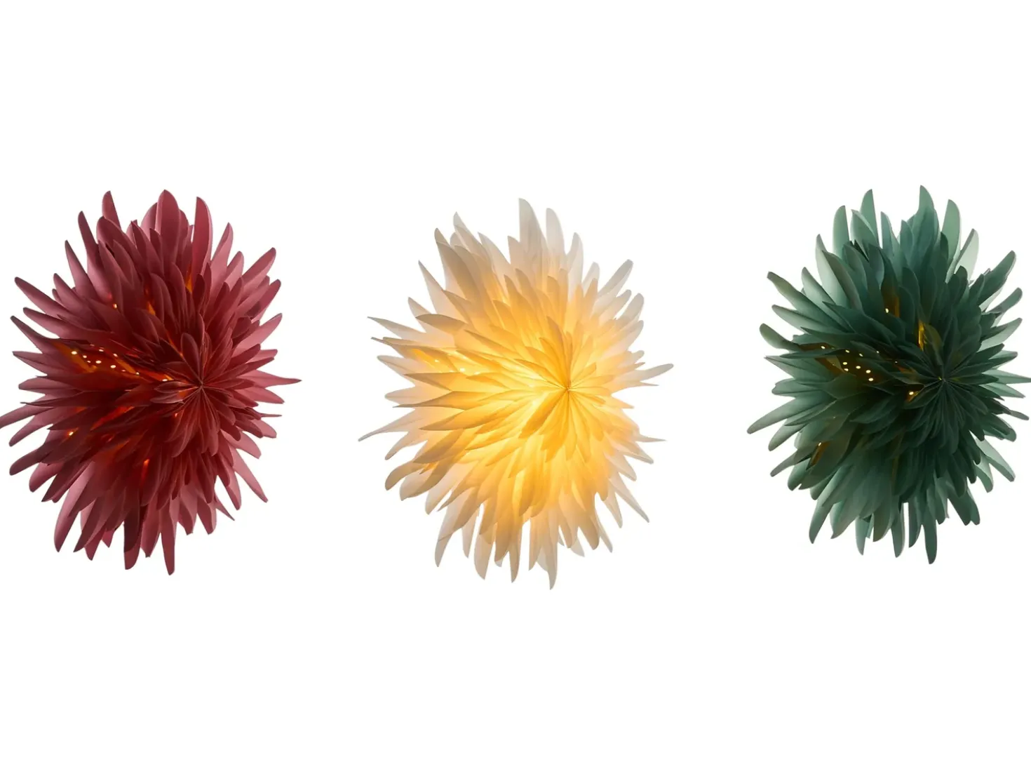 Set di 3 decorazioni da appendere LED GROVLAN Stella 41 cm Multicolore