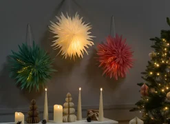 Set di 3 decorazioni da appendere LED GROVLAN Stella 41 cm Multicolore