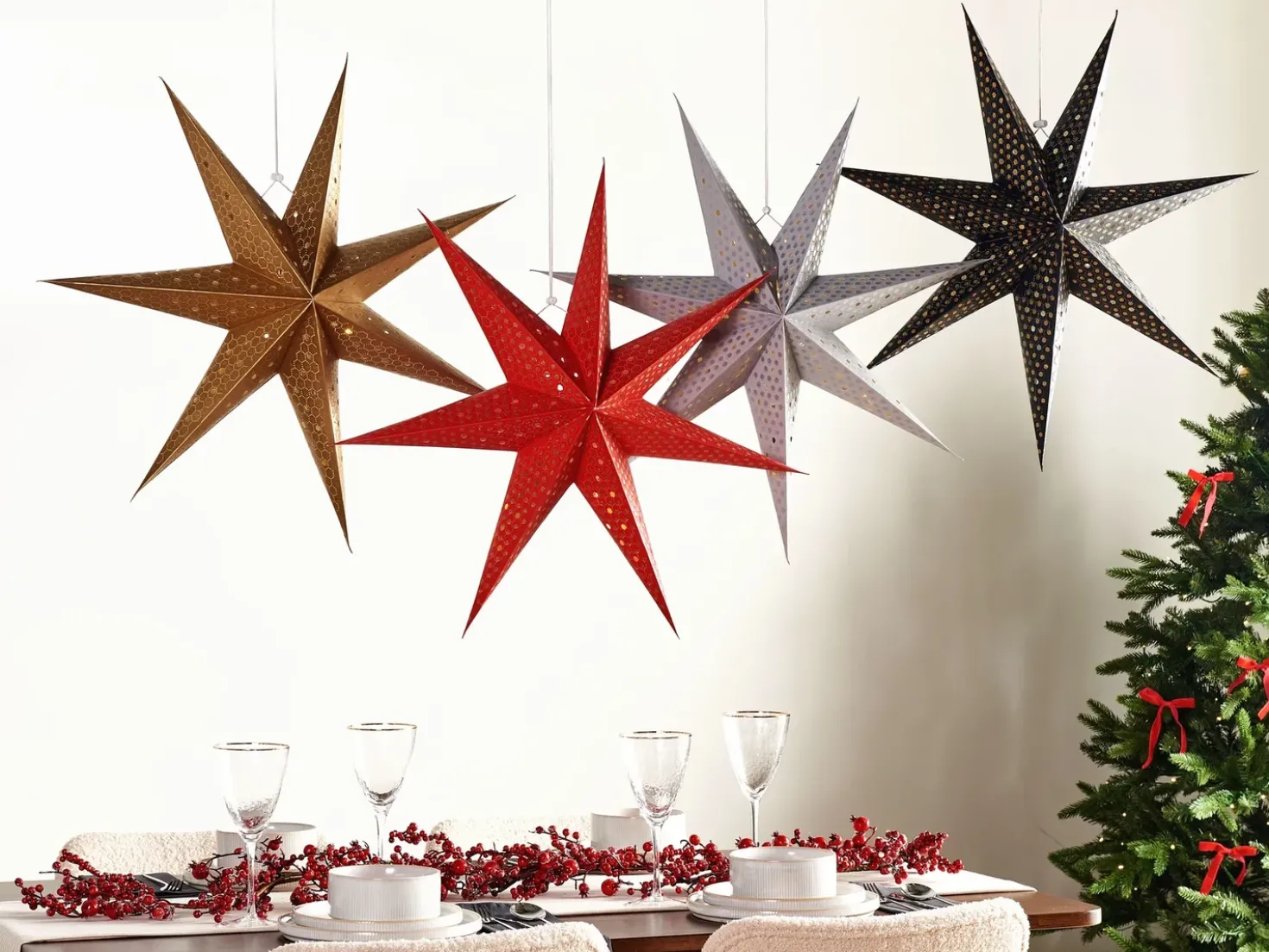 Set di 4 decorazioni da appendere LED KAMET Stella 60 cm Multicolore