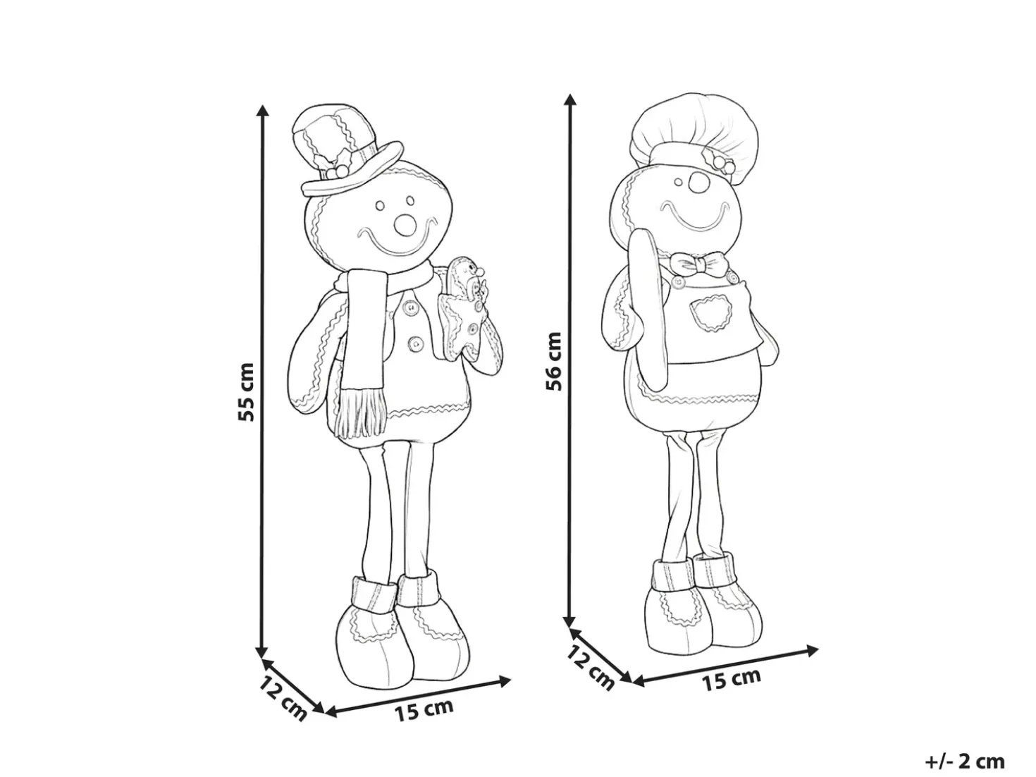 Set di 2 decorazioni natalizie EIKEREN Omino di pan di zenzero 55 cm Marrone