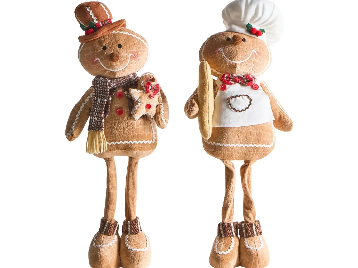 Set di 2 decorazioni natalizie EIKEREN Omino di pan di zenzero 55 cm Marrone