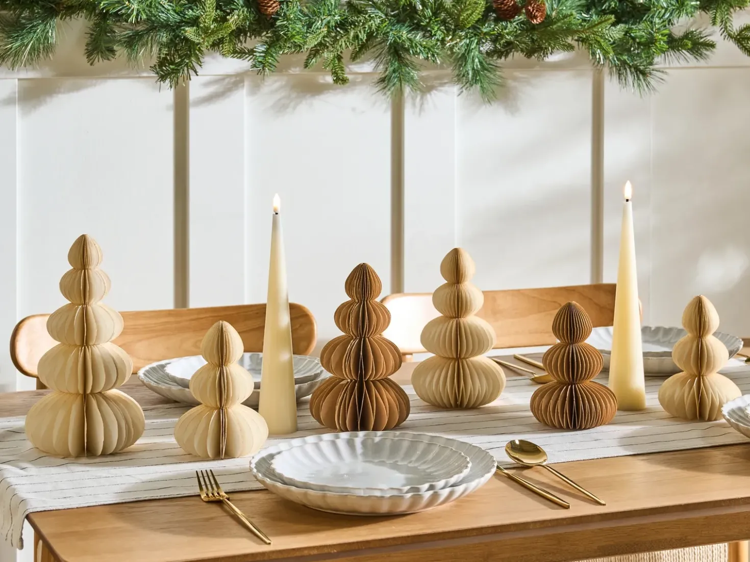 Set di 6 decorazioni natalizie RANELVA Albero di Natale 14/19/25 cm Marrone/Beige