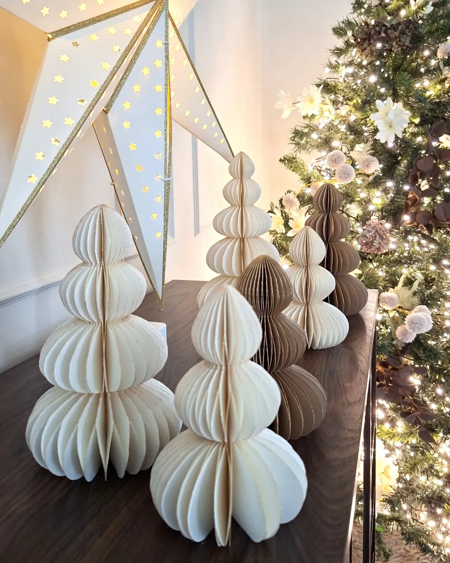 Set di 6 decorazioni natalizie RANELVA Albero di Natale 14/19/25 cm Marrone/Beige