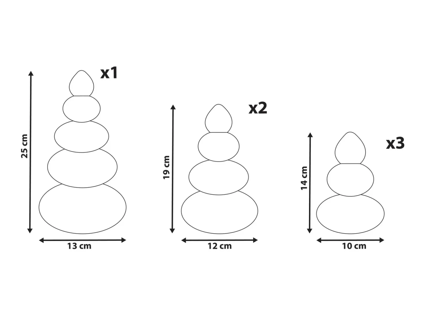 Set di 6 decorazioni natalizie RANELVA Albero di Natale 14/19/25 cm Marrone/Beige