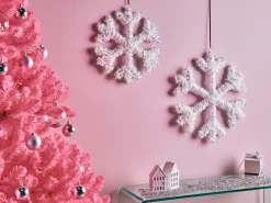 Set di 2 decorazioni natalizie LED GURRE Fiocco di neve 40/50 cm Bianco