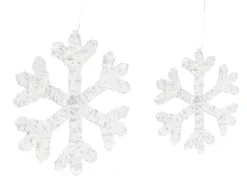 Set di 2 decorazioni natalizie LED GURRE Fiocco di neve 40/50 cm Bianco