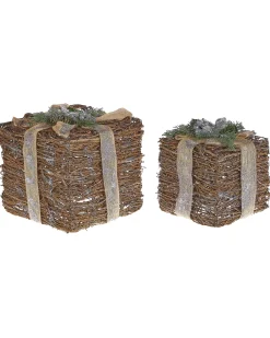 Set di 2 decorazioni natalizie INARI Regali di Natale 28/21 cm Argento