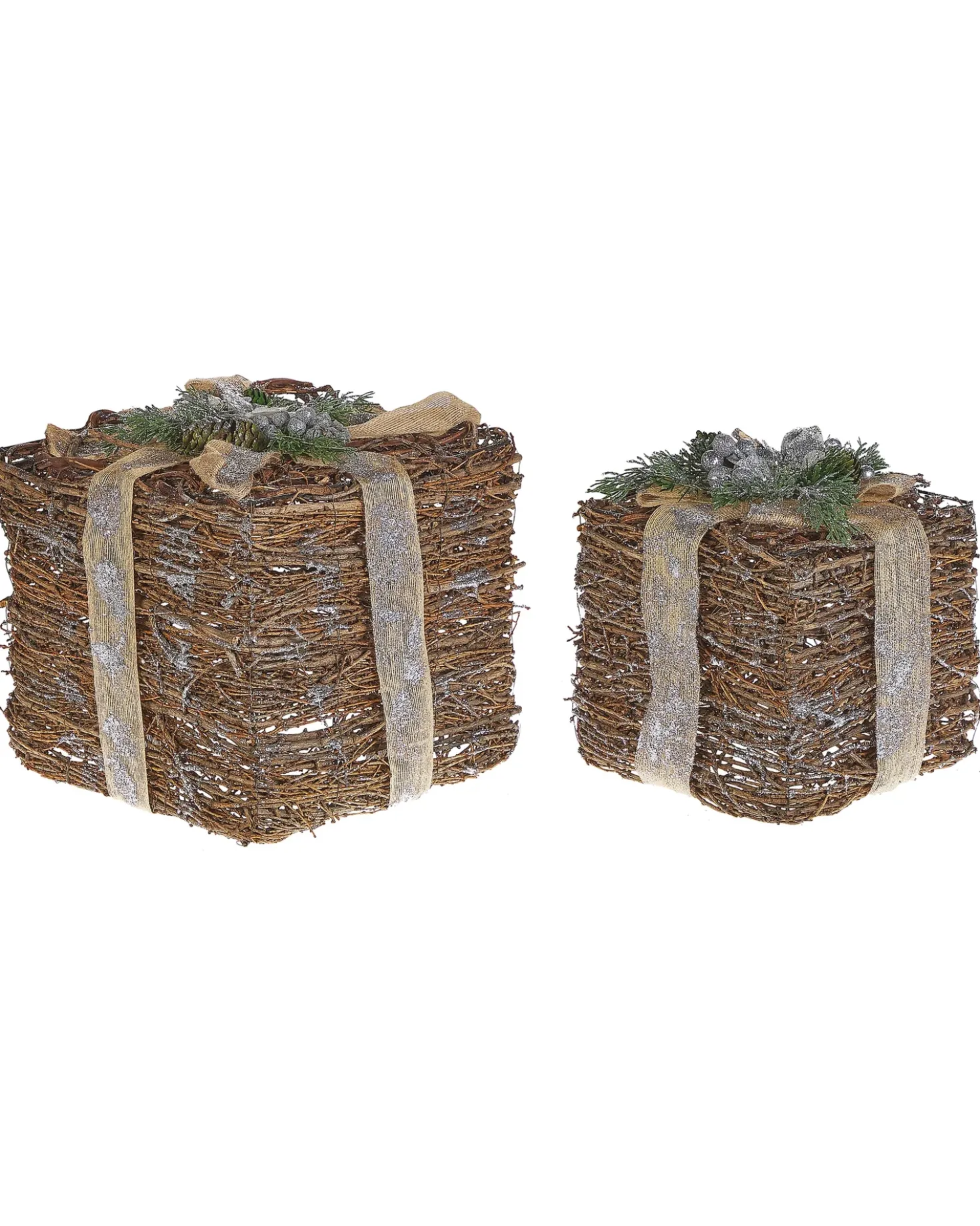 Set di 2 decorazioni natalizie INARI Regali di Natale 28/21 cm Argento