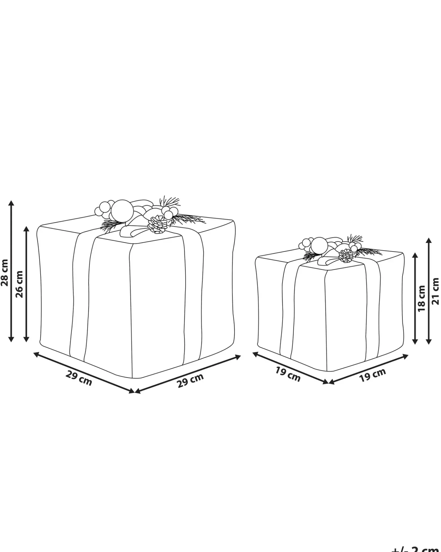 Set di 2 decorazioni natalizie INARI Regali di Natale 28/21 cm Argento