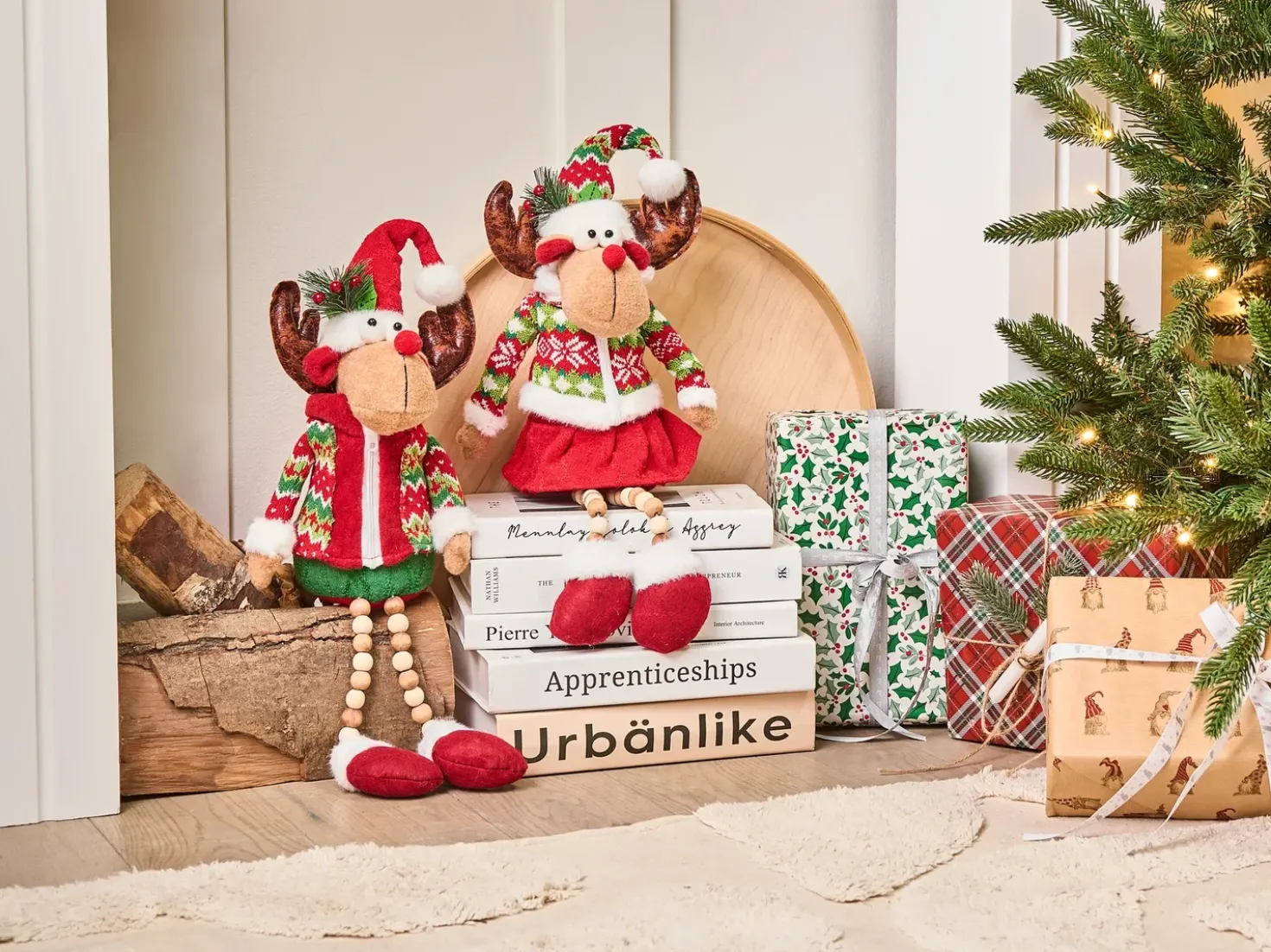 Set di 2 decorazioni natalizie GEITSJOEN Renna 55/58 cm Multicolore