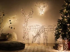 Set di 2 decorazioni natalizie LED NEIDEN Albero di Natale 52/38 cm Argento