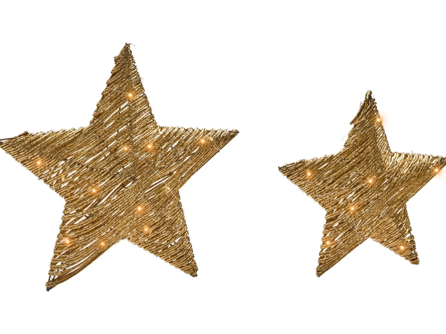 Set di 2 decorazioni natalizie LED HAMPEN Stella 24/30 cm Oro