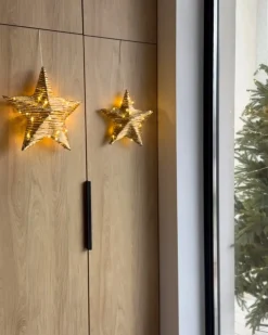 Set di 2 decorazioni natalizie LED HAMPEN Stella 24/30 cm Oro
