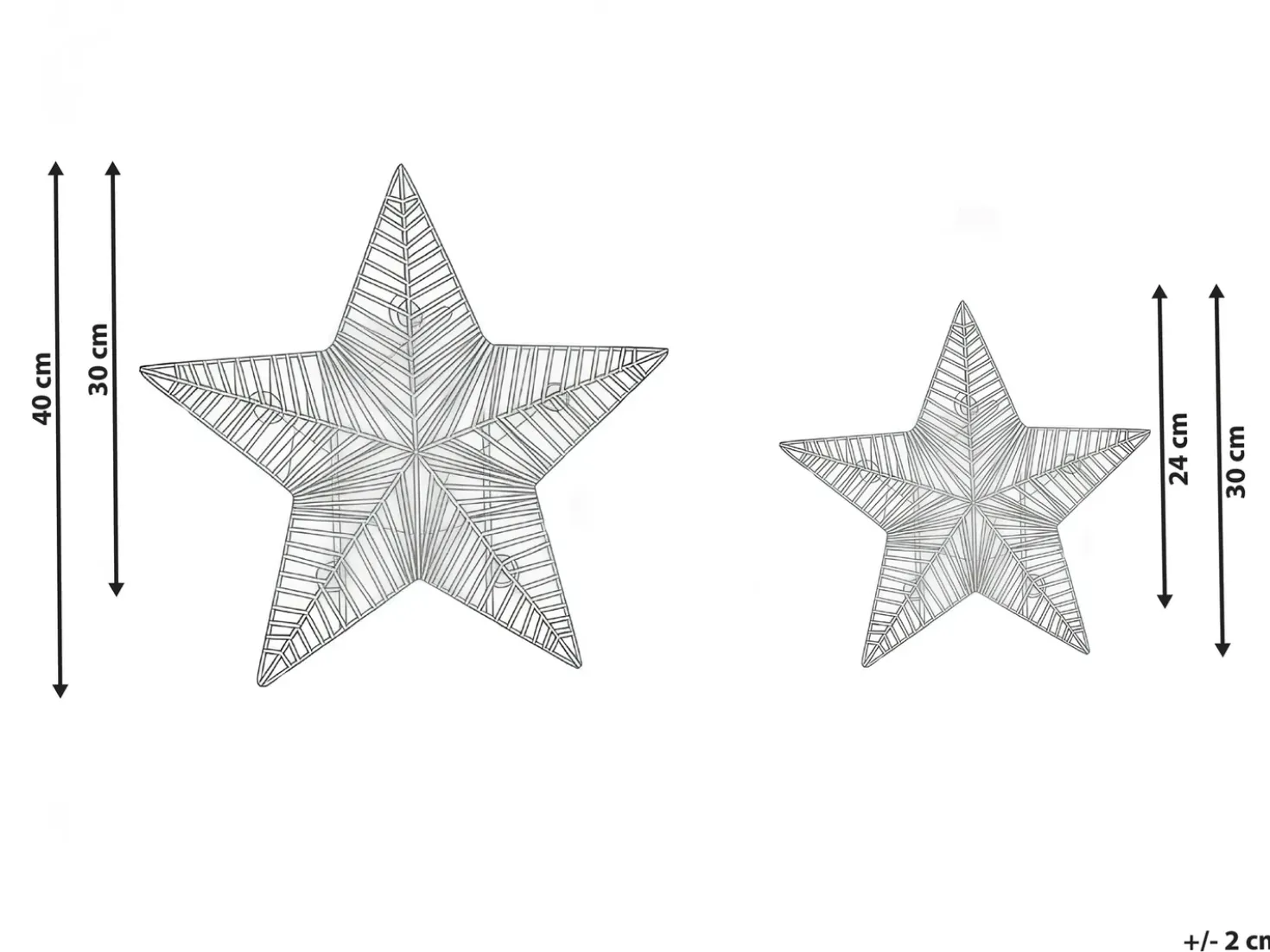 Set di 2 decorazioni natalizie LED HAMPEN Stella 24/30 cm Oro