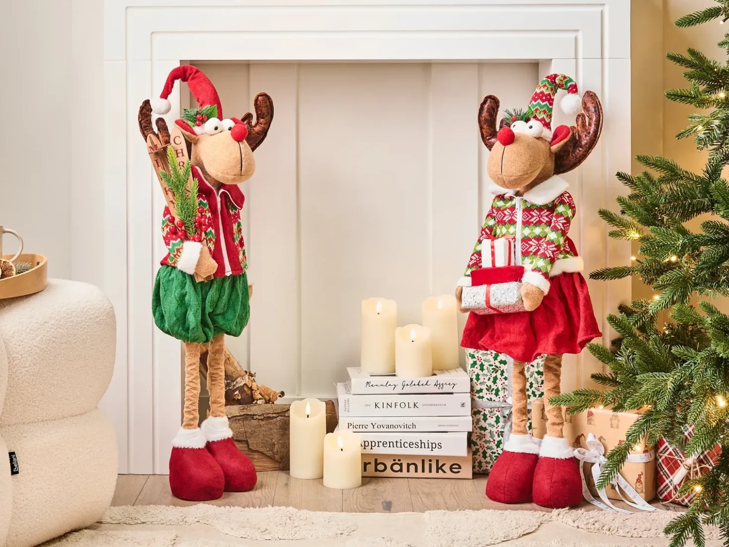 Set di 2 decorazioni natalizie ULDALSANA Renna 66-95 cm Multicolore