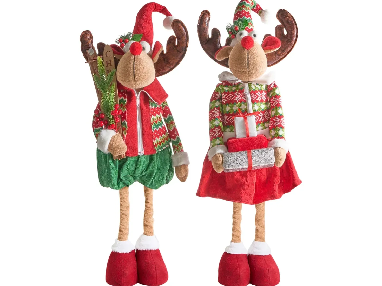 Set di 2 decorazioni natalizie ULDALSANA Renna 66-95 cm Multicolore