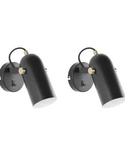 Set di 2 faretti TYRIA Regolabile Metallo Nero