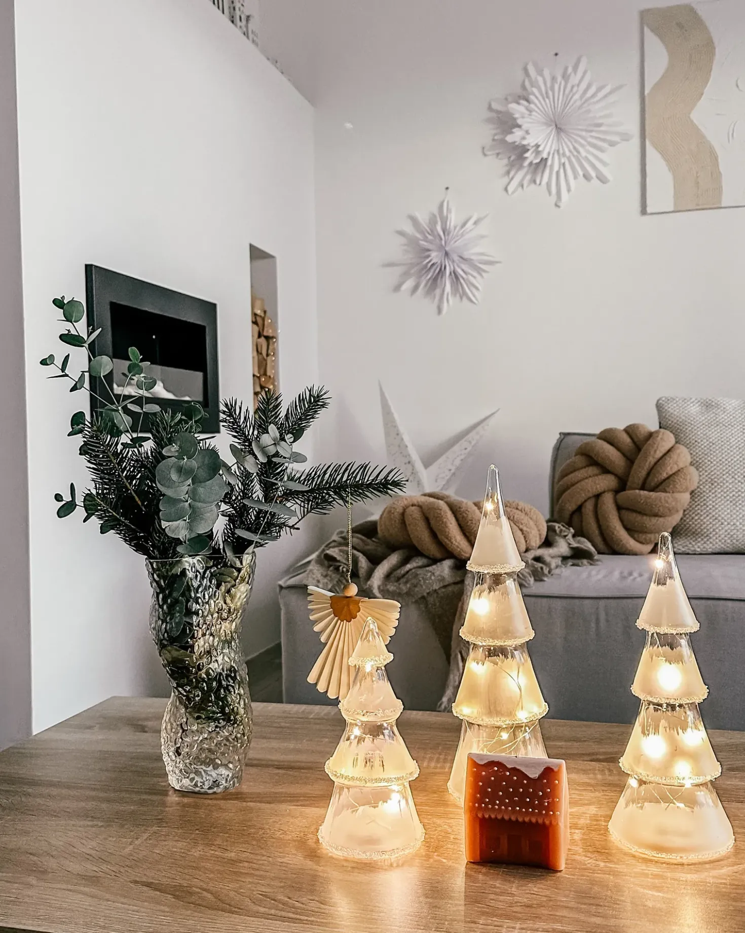 Set di 3 figure LED KIERINKI Albero di Natale 22/27/33 cm Bianco