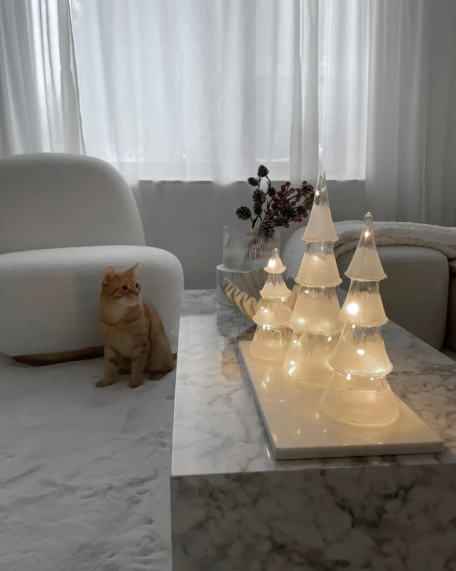 Set di 3 figure LED KIERINKI Albero di Natale 22/27/33 cm Bianco
