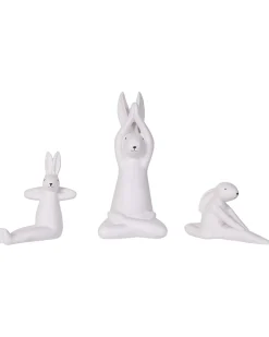 Set di 3 figure Lepre BREST Ceramica Bianco