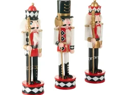 Set di 3 figure RICKLEAN Schiaccianoci 30 cm Rosso/Bianco