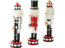 Set di 3 figure RICKLEAN Schiaccianoci 30 cm Rosso/Bianco