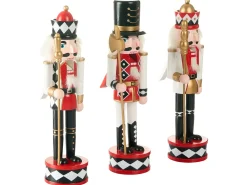 Set di 3 figure RICKLEAN Schiaccianoci 30 cm Rosso/Bianco