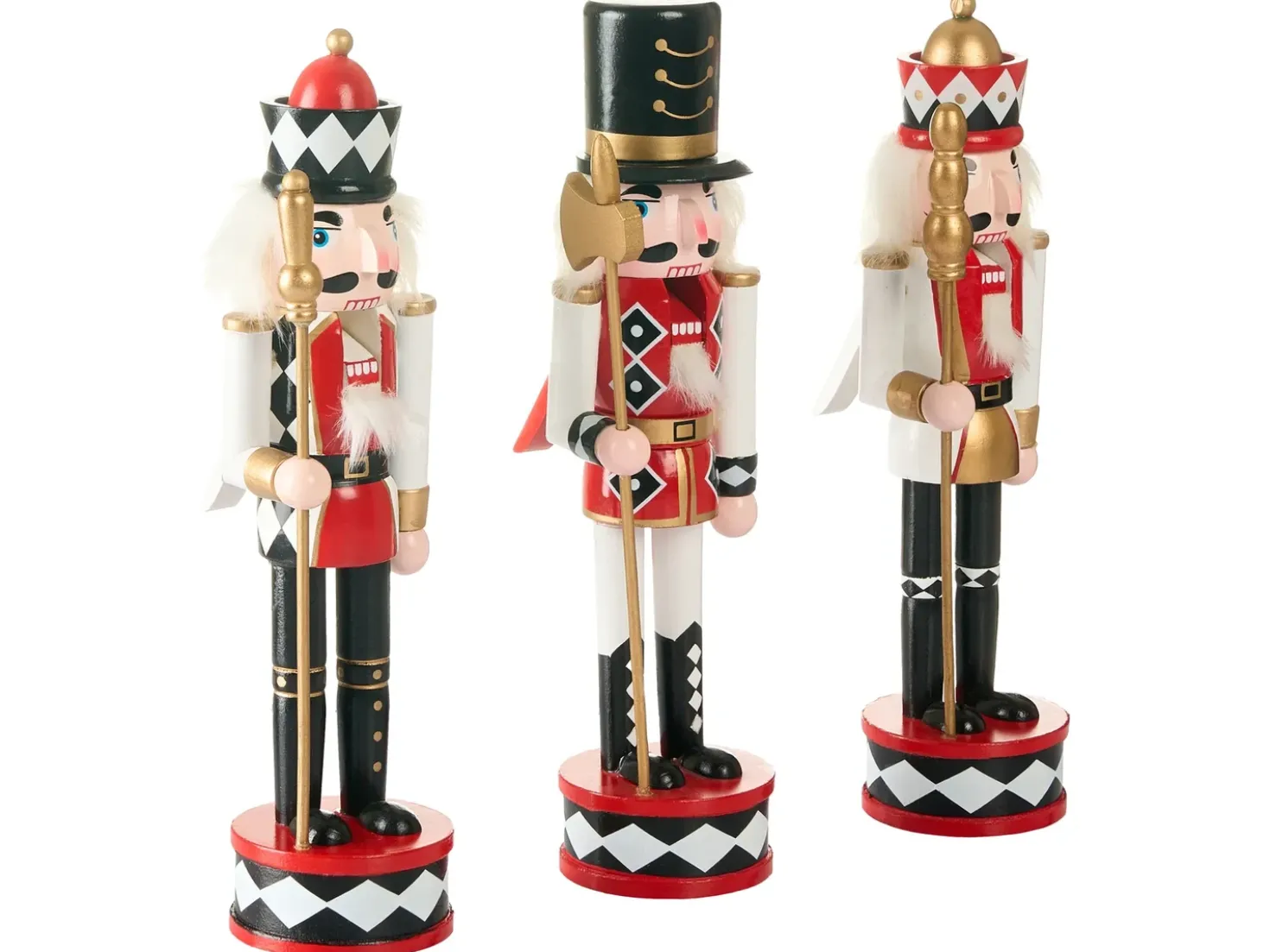 Set di 3 figure RICKLEAN Schiaccianoci 30 cm Rosso/Bianco