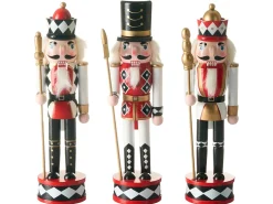 Set di 3 figure RICKLEAN Schiaccianoci 30 cm Rosso/Bianco