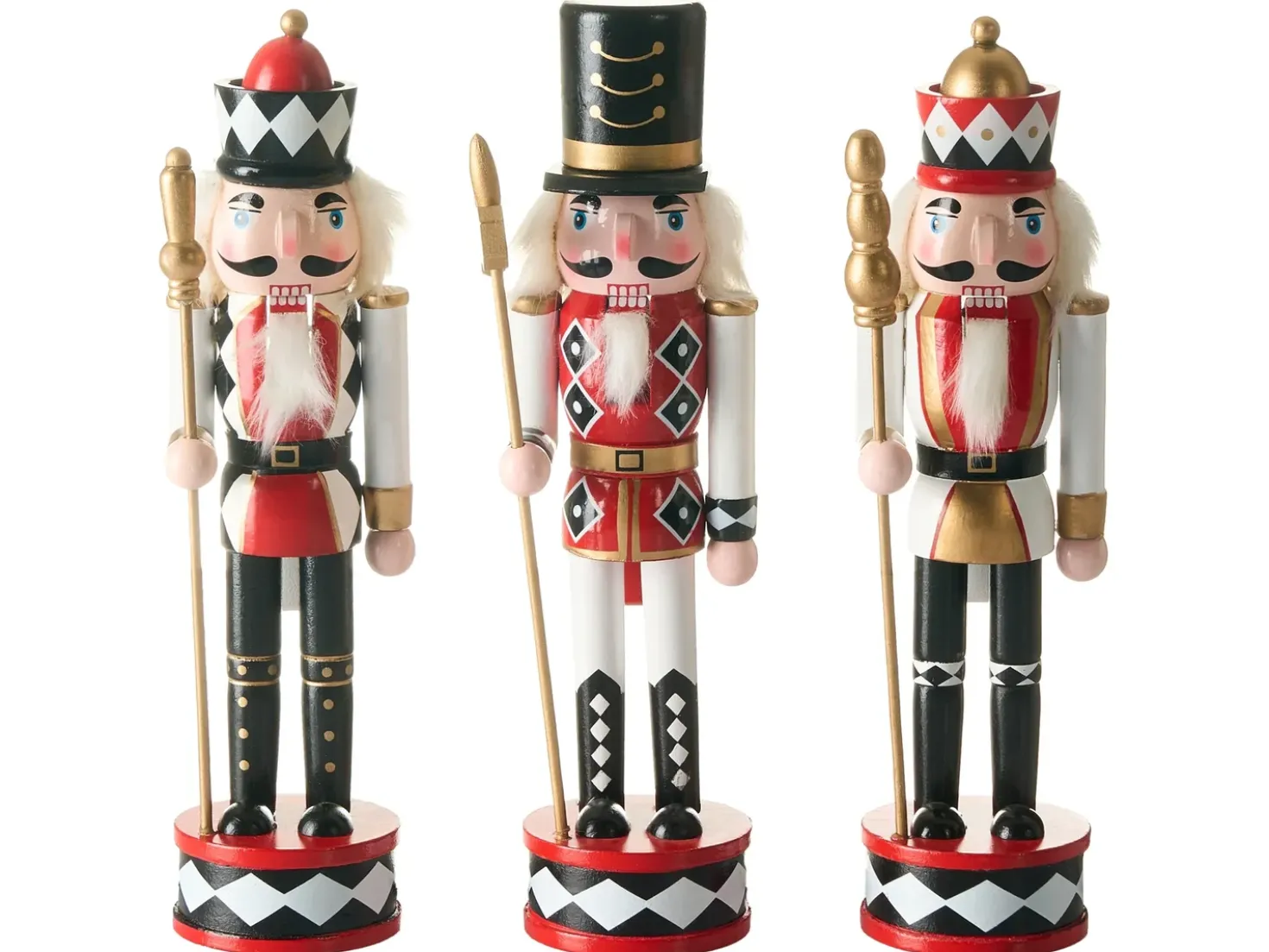 Set di 3 figure RICKLEAN Schiaccianoci 30 cm Rosso/Bianco