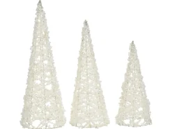 Set di 3 figure ROSAN Albero di Natale 40/50/60 cm Bianco
