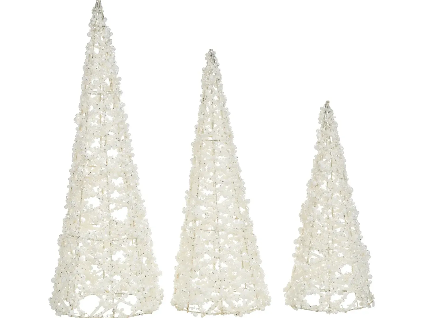 Set di 3 figure ROSAN Albero di Natale 40/50/60 cm Bianco