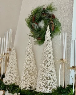 Set di 3 figure ROSAN Albero di Natale 40/50/60 cm Bianco