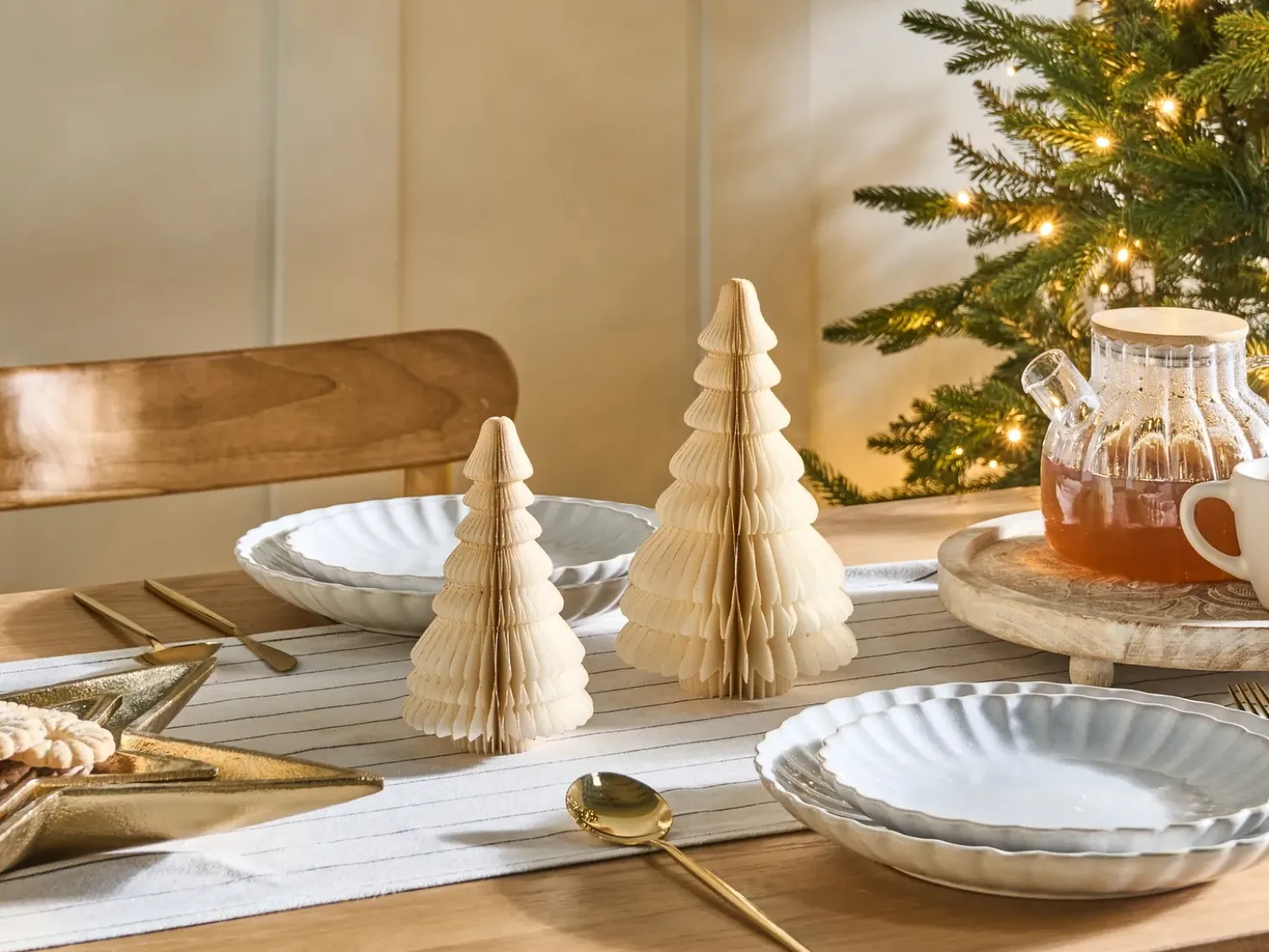 Set di 2 figure SKJOMA Albero di Natale 15/20 cm Beige
