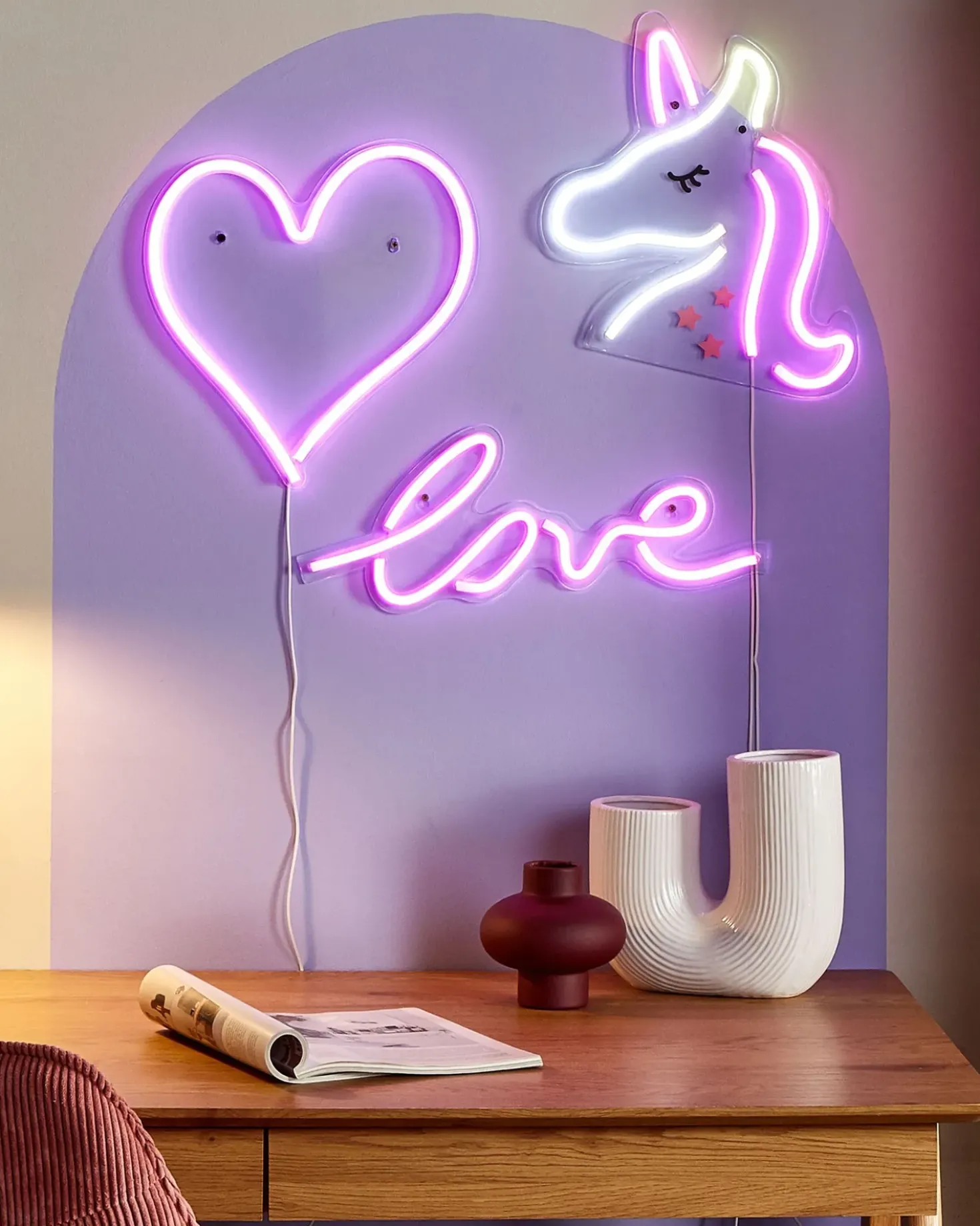 Set di 3 insegne LED al neon SUSIE Rosa