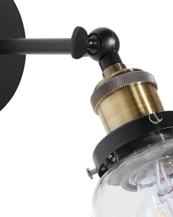 Set di 2 lampade da parete LOVAT Regolabile Metallo Trasparente Nero