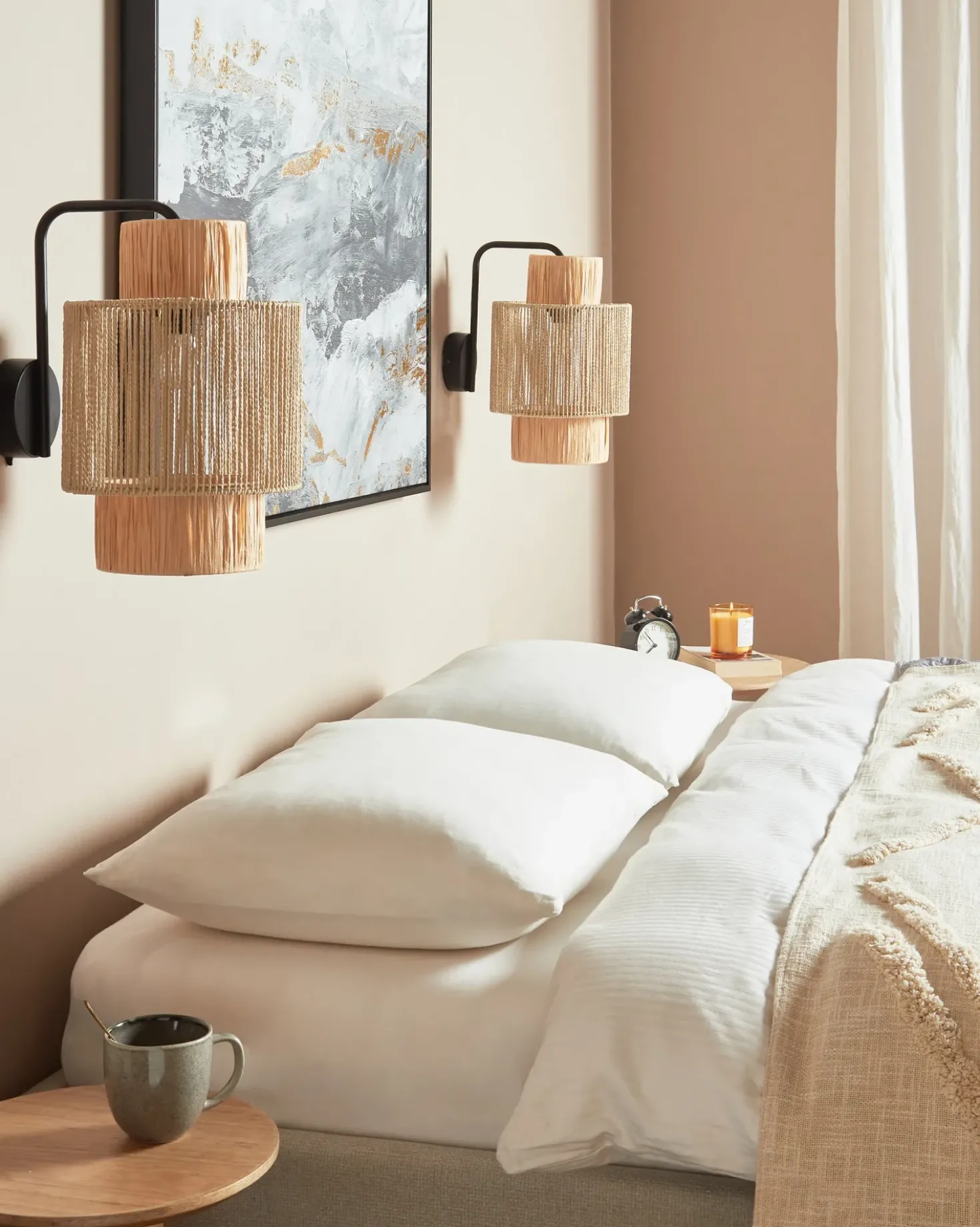Set di 2 lampade da parete JAMMA Corda di carta Naturale