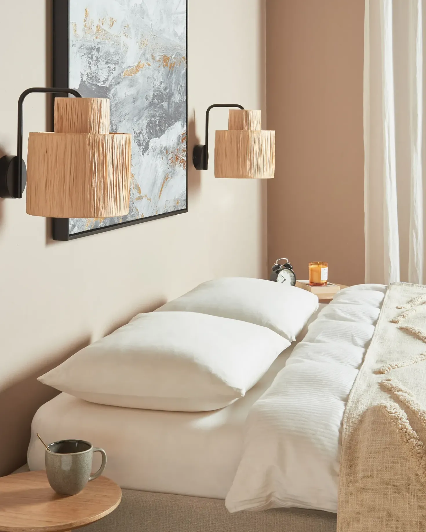 Set di 2 lampade da parete SHINFA Vimini Naturale